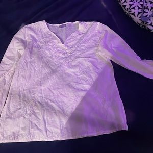 white embroidered shirt